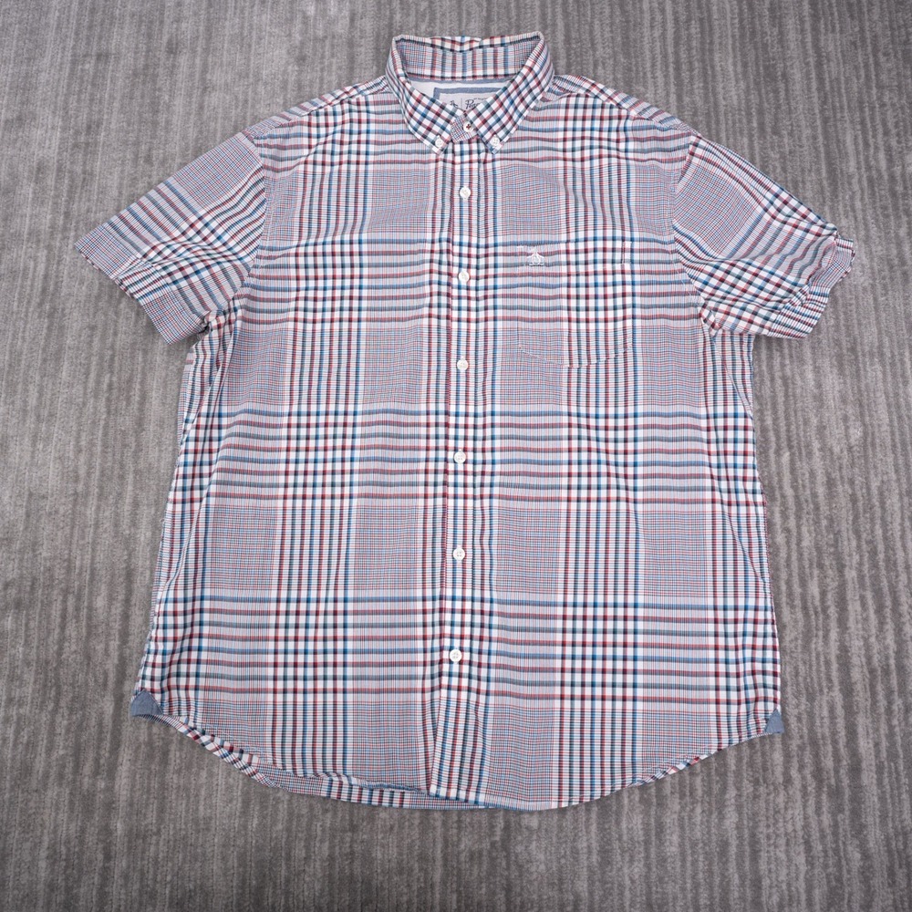 Original Penguin Shirt Mens XL Multicolor Plaid Short Sleeve Cotton Excellent